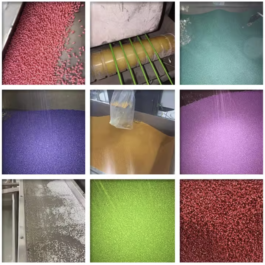 Color masterbatch samples in multiple shades